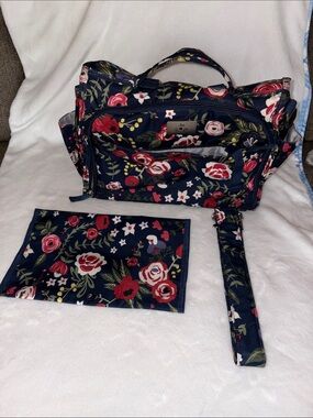 Ju-Ju-Be Classic Convertible Diaper Bag - Midnight Posy EUC